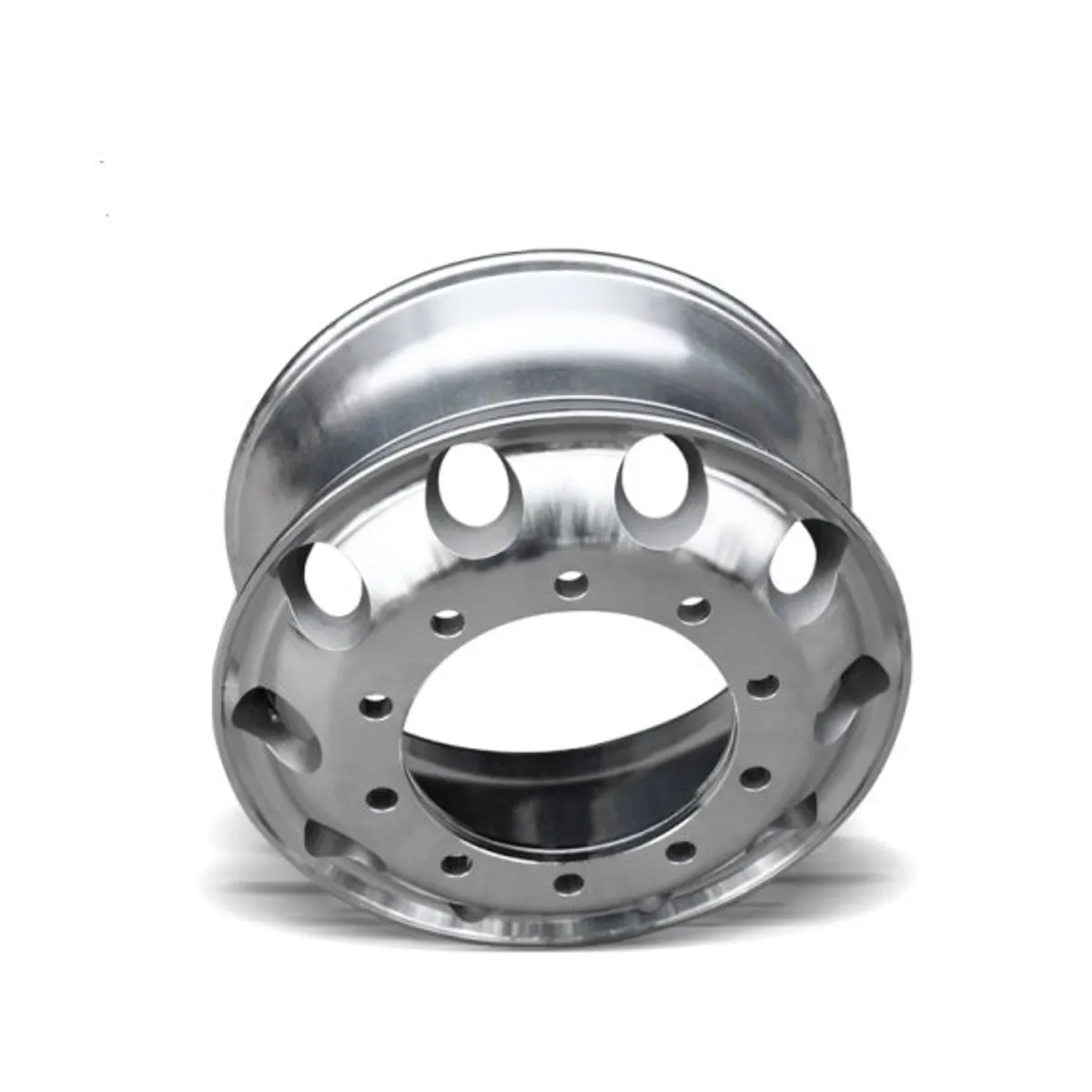 Polished aluminum alloy trailer wheel rim, 10-stud pattern